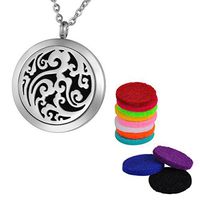 VALYRIA Aromatherapy Essential Oil Diffuser Necklace-Stainless Steel Locket Pendant,11 Refill Pads (Non-Engraving)