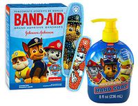"Safety First" PAW Patrol Band-aid Brand Bandages! Plus Bonus PAW Patrol Barking Berry 8oz Hand Soap!