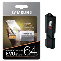 Samsung 64GB MicroSD XC Class 10 Grade 3 UHS-3 Mobile Memory Card for Samsung Galaxy S8 Active J7 J727V Max Pro with USB 3.0 MemoryMarket Dual Slot MicroSD & SD Memory Card Reader
