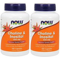 NOW Choline and Inositol 500mg, 100 Capsules (Pack of 2)