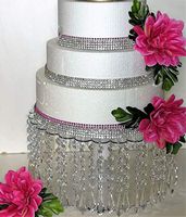 Crystal Shaped Pendant Round Acrylic Crystal Cake Stand with LED Lights