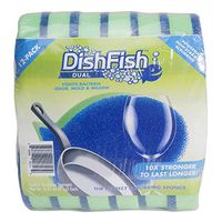 DishFish Dual Scrubber Stay Clean Scrub Sponge, Non-Scratch, No-Smell, 12 Count