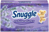 Snuggle Exhilarations White Lavendar & Sandalwood Twist Fabric Sheets, Purple, 105-Sheet Box (Pack of 6)
