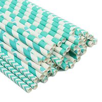 ZOOYOO Paper Straw 100pc For Parties,Birthdays,Weddings,Baby Showers And Celebrations (Turquoise)