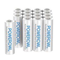 AAA Rechargeable Batteries High Capacity, POWEROWL Low Self Discharge HR03 Battery 1000mAh 1.2V NiMH, 16 Pack