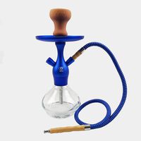 DM-HC 14" Hose Hookah Combo Kit Set, Shisha Pipe Glass Base Metal Material Smoking Water Pipe Bong 030,A