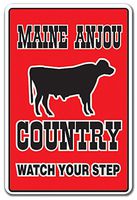 Maine Anjou Country Sign Farm Animals Watch Your Step Redneck | Indoor/Outdoor | 12" Tall