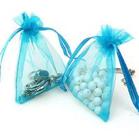 ECVILLA Kipoo 100pcs 4 x 6 Organza Bags, Gift Bags Organza Drawstring Pouch Jewelry Party Wedding Favor Party Festival Gift Bags Candy Bags (Blue)