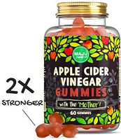 MAJU Apple Cider Vinegar Gummies with Mother, 2X Stronger (1000 mg), Unfiltered ACV, Gluten-Free, Chewable, Low Sugar Content