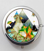 BlackKey Geometric Mountains 3-Compartment Decorative Pocket Gift Box Case Organizer for Pill, Color 1 -1921