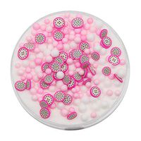 bromrefulgenc Slime Stress Reliever Toy,60ml Fruit Chips Beads DIY Cotton Plasticine Mud Clay Slime Educational Fun Gift for Children White Pink Pitaya