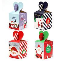 Christmas Candy Fruit Boxes,24 Pcs Christmas Paper Gift Boxes Christmas Element Gift Box for Christmas Xmas Party Favor Bags Decorations Supplies (Style-2)
