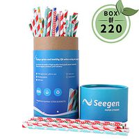 Seegen Biodegradable Paper Straws - 8 Different Colors Eco-Friendly Paper Straws, Bulk Paper Straws for Juices, Shakes, Smoothies, Party Supplies Decorations (Mixed Bulk)