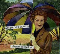 Anne Taintor Square Refrigerator Magnet - Any Port in a Storm, Cabernet Is Good Too