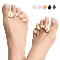 Silicone Toe Separators 8-Piece Spacers Bouquet of White Silicone Toe Separators Spacers for Home and Salon Pedicures - Flower Design (White)