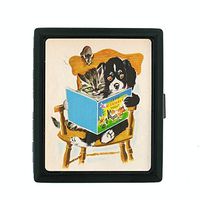 Perfection In Style Metal Cigarette Case Vintage Cat Design 007