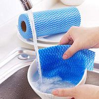 RINKOUa 1 Roll Disposable Nonstick Oil Dish Cloth Kitchen Dishcloths Microfiber Scrubbing Dish Rags Water Ripple Absorbent Dish Cleaning Towels - for Kitchen and House, Wiping Window and Car (Blue)
