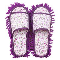 Frjjthchy Women's Floor Cleaning Mop Slippers Super Absorbency Microfiber Dusting Mopping Shoes with Removable Bottom (Women 4.5-6, Purple)