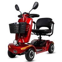 DONGBALA Heavy Mobility Scooter, 4-Wheel Electric Vehicle Electric Travel Wheelchair with Baskets Led Lights Windshield for Elderly and Medical 20AH Lithium Battery Red