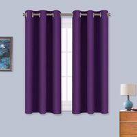 NICETOWN Blackout Curtain Panels for Kids Room, Triple Weave Home Decoration Thermal Insulated Solid Ring Top Blackout Curtains/Drapes (Set of 2, 34 x 54 inches, Royal Purple)