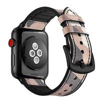 Aottom Compatible for Apple Watch Band 40mm 38mm Leather Silicone Hybrid Sweatproof Vintage Bracelet Wristband Men Women Replacement Band for 40mm 38mm iWatch Band Series 5/4/3/2/1, Camouflage Pink