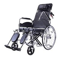 FLYSXP Wheelchair Portable Transport Folding Portable Travel Chair Elderly Disabled Baby Stroller Scooter Potty Multi-Function Full Reclining Wheelchair
