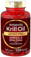 Antarctic Krill Oil 2000 mg 120 Softgels | Omega-3 EPA, DHA, with Astaxanthin Supplement Sourced from Red Krill | Maximum Strength | Laboratory Tested