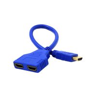 Huangou ❤ HDMI Splitter Adapter ❤ HDMI 1 to 2 Split Double Signal Adapter Convert Cable for Video TV HDTV (Blue, 30 cm)
