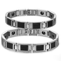 R&J Jewelry His or Hers Titanium Magnetic Bracelet in a Nice Gift Box, Anti-Fatigue, Pain Relief -BR247 (His)