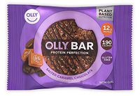 OLLY Protein Bar, 12g Plant Protein, Salted Caramel Chocolate, 1.6 oz Bars, Pack of 24