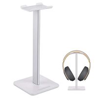 Headphone Stand Headset Holder- Gaming Headset Holder with Aluminum Supporting Bar Flexible Headrest Anti-Slip Earphone Stand for All Headphones, White