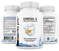 Omega 3 Fish Oil - Enteric Coated, 1200mg EPA + 900mg DHA, Pharmaceutical Grade, Burpless, 90 Counts