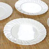 Efavormart 50 Pcs - Ivory 10.25" Flaired Round Disposable Plastic Plate Dinner Plates for Wedding Party Banquet Events Decoration
