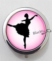 BlackKey Ballerina Dancer Girl Silhouette 3-Compartment Decorative Pocket Gift Box Case Organizer for Pill, Color 1 -2281