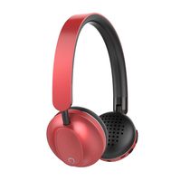 MIMEI Active Noise Cancelling Headphones Foldable Bluetooth 5.0 Headset with Microphone Rechargeable Deep Bass Wireless Earphones Over Ear, Soft Protein Earpads for Travel/Work (LC-5600, Red)