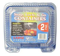Durable Packaging 8-Inch Square Plastic Hinge Container, 12 Packs of 2 Containers