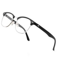 Cyxus Blue Light Filter Semi-Rimless Glasses, Anti Eyestrain Computer Reading Eyewear Browline (Black)