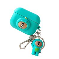 Cute Cover for Airpods Pro Case with Bear Pendant Keychain,MEIQING Soft Silicone Waterproof Shockproof Cover for Airpods Pro / 3 Generation Charging Case Earphones Accessorie (blue)