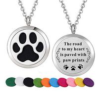 WPFdesign Stainless Steel Dog Paw Aroma Therapy Aromatherapy Essential Oil Diffuser Necklace Locket Pendant (Style 17)