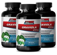 Natural Immune System Support - GRAVIOLA 650MG - Graviola Leaf Powder - 3 Bottle (300 Capsules)