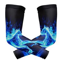 LEVEIS Blue Fire Horse Arm Sleeves UV Protection for Men Women Sunblock Protective Gloves Running Golf Cycling Driving Long Arm Cover 1 Pair