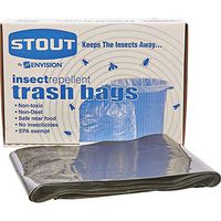 Stout P3752K20 Insect-Repellent Trash Garbage Bags 55gal 2mil 37 x 52 Blk 65/Box