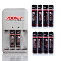 AAA Rechargeable Battery,POOVER 900mWh Triple aaa Batteries Ni-Zn with Smart Charger(8 Pack)