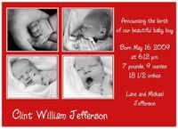 Four Me? in Red Birth Announcements - Set of 20
