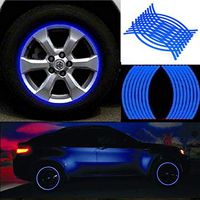 Car Stickers Decals, 18 Strips Motorcycle Car Wheel Tire Stickers Reflective Rim Tape (Red) (Blue)