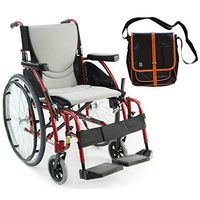 Karman S-Ergo 115 Ultra Lightweight Ergonomic Wheelchair | Seat Size 16" X 17" | Swing Away Footrest | Fixed Wheels in Red & Free Black Medical Utility Bag with Trim!