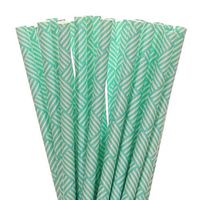 Aqua Blue Basket Weave Paper Straws (100)