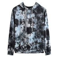 Kiminana Personality Men's Autumn and Winter tie-Dyed Hooded Sweater top Sport Sweatshirts Fashion Pullover Hoodie Black