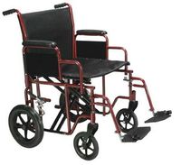 Drive 22" Bariatric Steel Transport Chair Red 450 lb Capacity