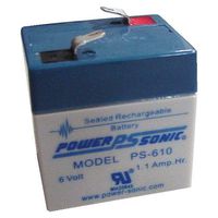 Powersonic PS-610 - 6 Volt/1 Amp Hour Sealed Lead Acid Battery with 0.187 Fast-on Connector